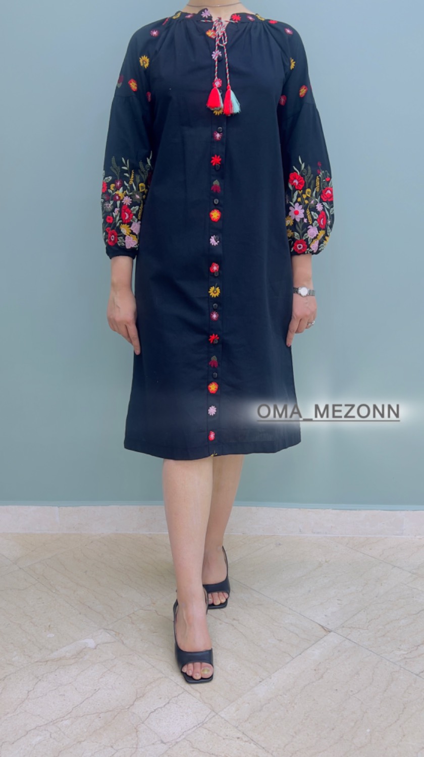 تونیک مشکی جلوباز گلدوزی